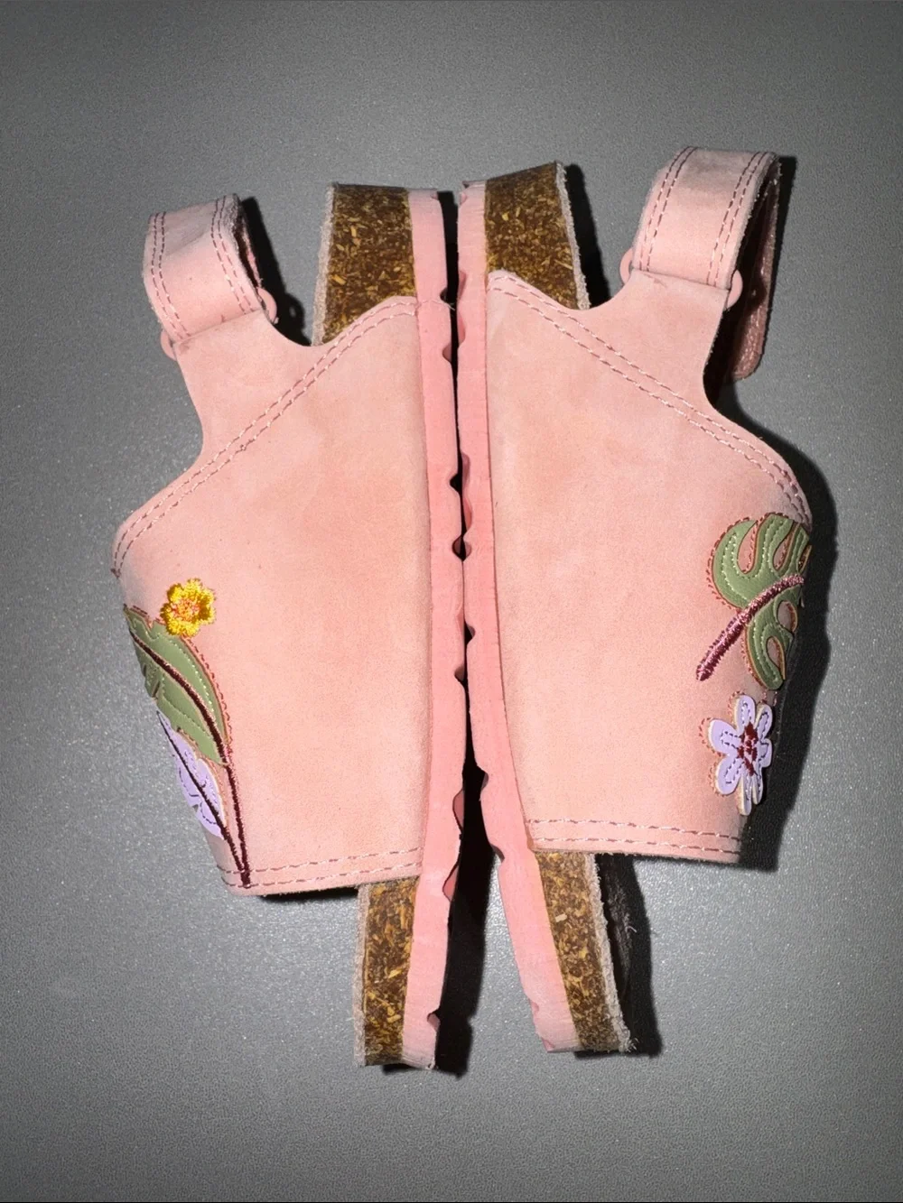 Next Kids Girls Pink Embroidered Toucan Parrot Corkbed Sandals Size 10